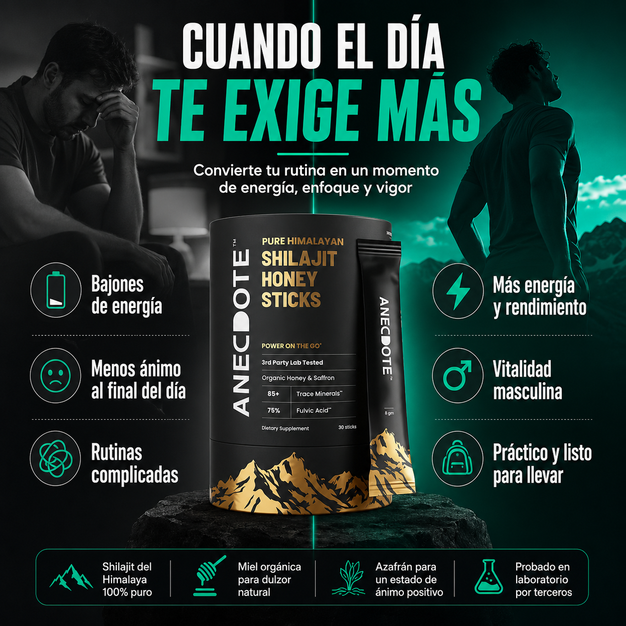 Shilajit Honey Sticks | Ritual del Himalaya para Energía y Vitalidad con Miel y Azafrán