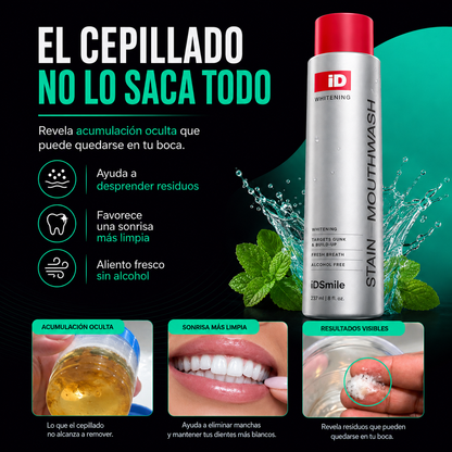 iDSmile | Enjuague Bucal Blanqueador, Limpieza Visible y Aliento Fresco