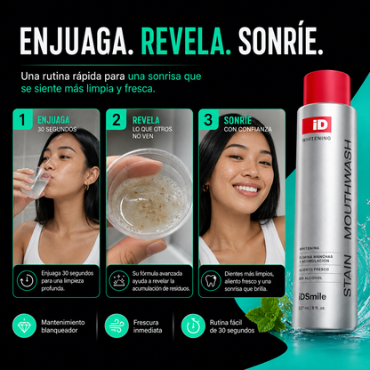 iDSmile | Enjuague Bucal Blanqueador, Limpieza Visible y Aliento Fresco